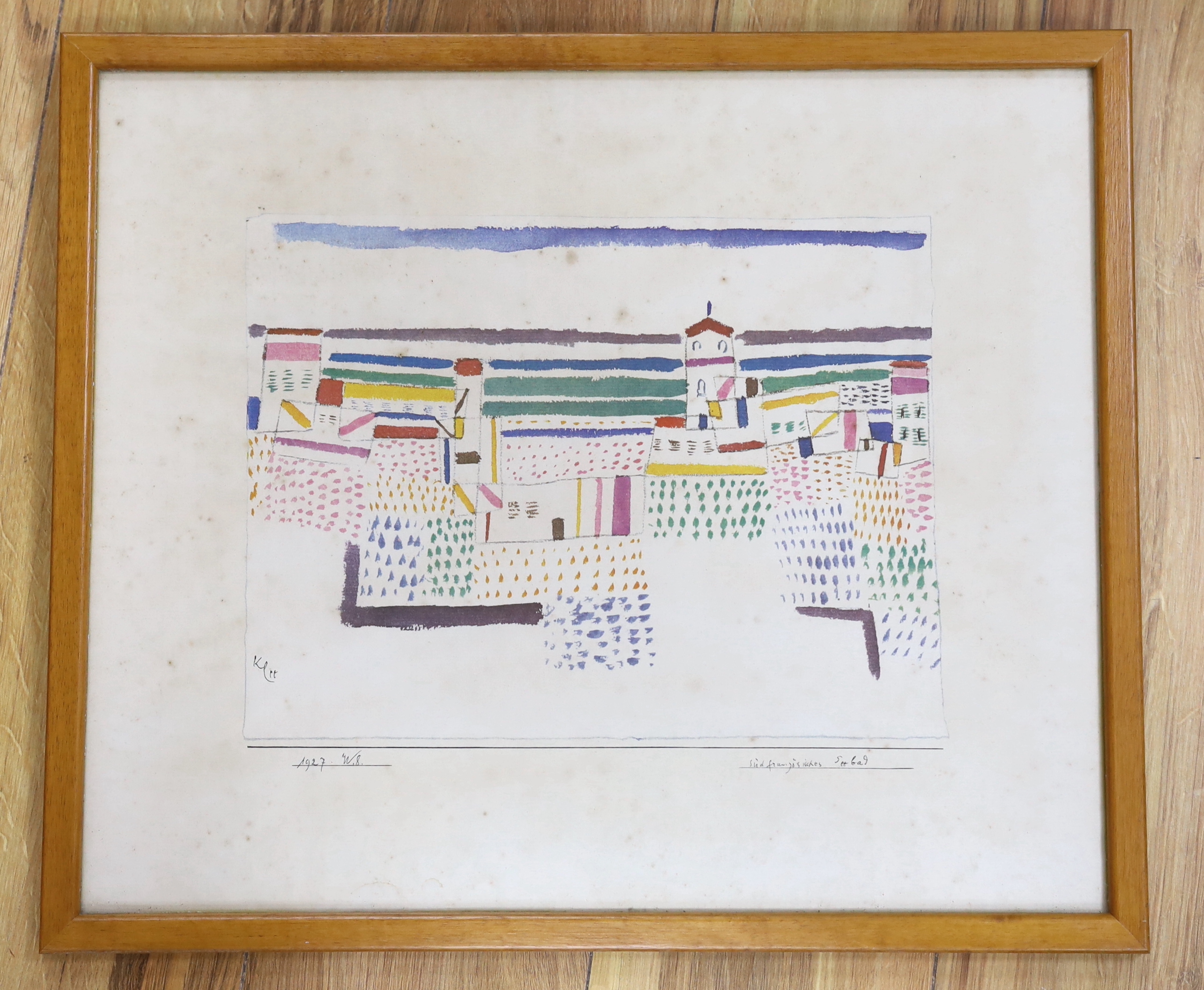 After Paul Klee (1879-1940), colour print, 'Sudfranzosiches Seebad 1927', overall 40 x 48cm